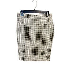 Diane Von Furstenberg DVF Black & White Geometric Skirt Pleated Hem Size 2